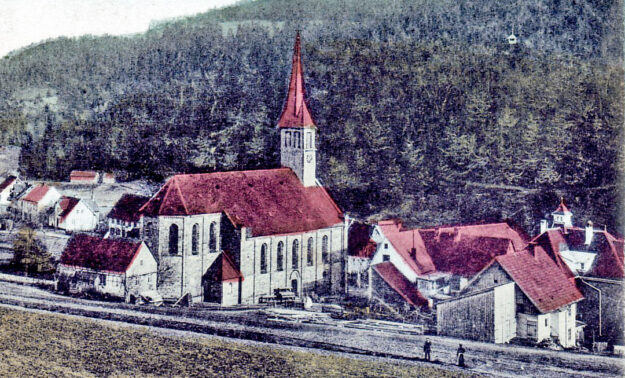 1910 KathKirche HaeuserDrumherum